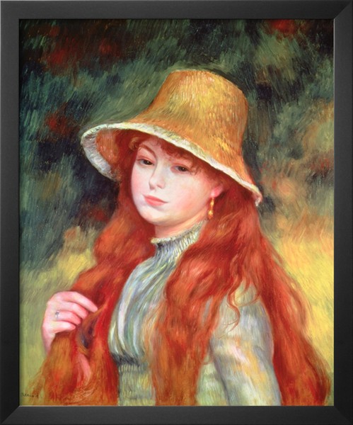 Young Girl with Long Hair - Pierre Auguste Renoir Painting
